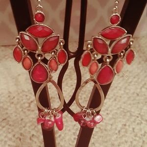 Two Pairs of Dangle Drop Gypsy Boho Red Earrings!